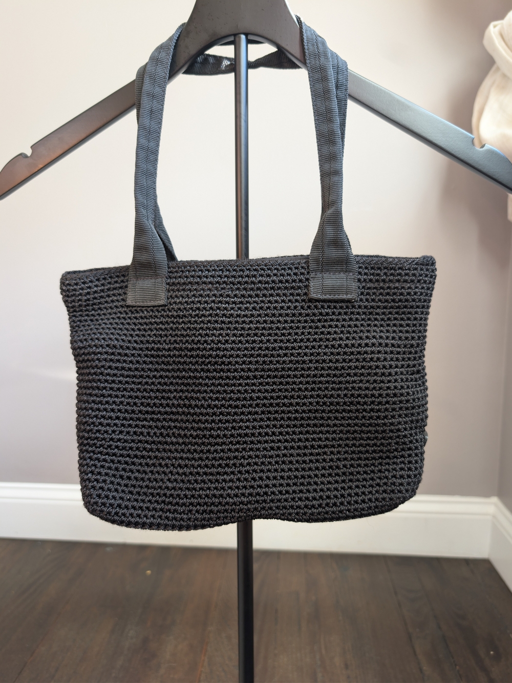 The Sak Black Woven Tote with Sturdy Shoulder Straps